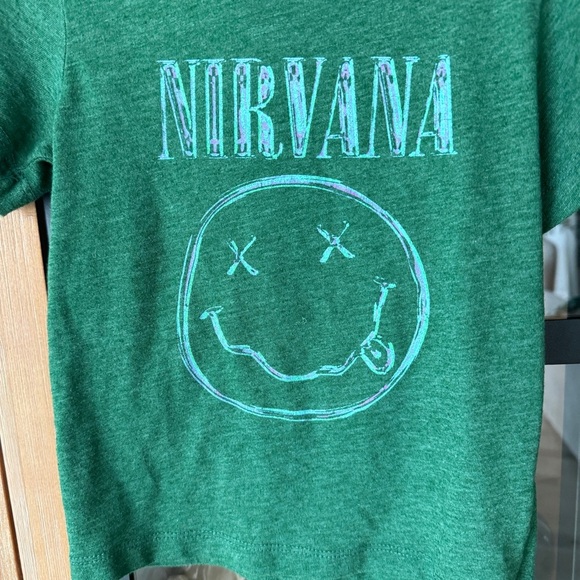 Nirvana band tee toddler baby boy girl short sleeve happy smiley face heather - Picture 2 of 5
